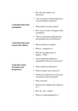
How does this relate to our 
discussion?

"Are you going to include diffusion in 
your mole balance equations?"
2. Questio