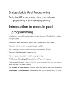 Module Pool Programming in SAP ABAP | PDF | Computer Engineering ...