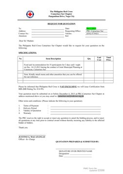 The Philippine Red Cross 
Camarines Sur Chapter
Panganiban Drive, Naga City
REQUEST FOR QUOTATION
To:
Date:
Dec.1,2015
Addres