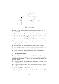 L = 1 mH
C = 1 nF
R = 100 kΩ
vi(t)
vo(t)
Figure 1: RLC circuit.
b) Show that the corresponding amplitude response is given by