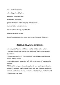 Eval Bullet Examples Navy Eval Phrases and Examples | PDF | Competence (Human Resources ...
