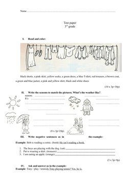 3rd Grade English Test Paper | PDF | Teaching Methods & Materials