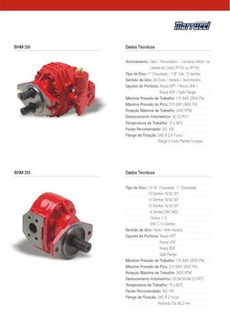 Dados Técnicos
BHM 250
Acionamento: Cabo / Penumático  ( Comando Mont. na 
                          Lateral do Corpo 2P/3V o