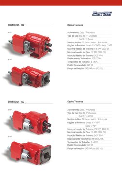 Dados Técnicos
BHM BC101 / 102
Acionamento: Cabo / Pneumático
Tipo de Eixo: SAE BB  1” Chavetado  
                        SA
