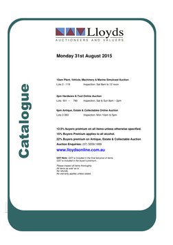 1                                                        ALL GOODS TO BE 
COLLECTED 
12 NOON TUESDAY 
*** All buyer