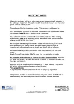 7                                                        ALL GOODS TO BE 
COLLECTED 
12 NOON TUESDAY 
*** All b