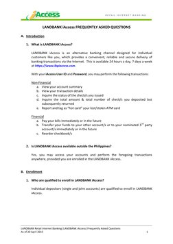 LANDBANK iAccess FAQs and Enrollment Guide | PDF | Transaction Account ...