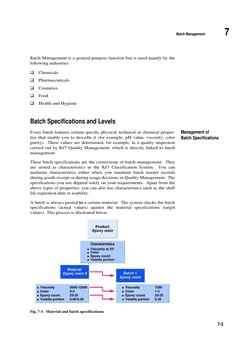 Batch Management
7
7-3
Batch Management is a general-purpose function but is used mainly by the
following industries:
Chemi