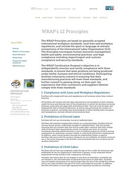 (http://www.youtube.com/wrapcompliance) (http://twitter.com/WRAPcompliance)About WRAP
History (http://www.wrapcompliance.org