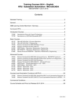 Training Courses 2014 – English
RTU / Substation Automation / MicroSCADA
ABB DEPSNM-T (22.01.2014)
- 1 -
22.01.2014
Contents