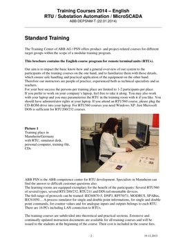 Training Courses 2014 – English
RTU / Substation Automation / MicroSCADA
ABB DEPSNM-T (22.01.2014)
- 2 -
19.11.2013
Standard