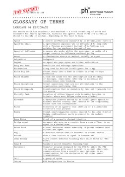 Spy Language Espionage Vocabulary and Terminology | PDF | Counterintelligence ...
