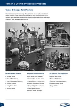 4
Tanker & Overfill Prevention Products
Tanker & Storage Tank Products
Dixon offers a comprehensive range of equipment for us