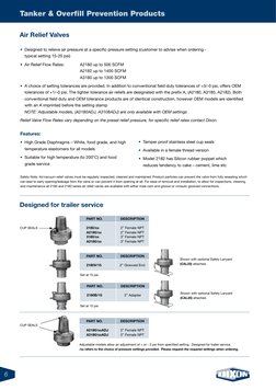 6
•  Designed to relieve air pressure at a specific pressure setting (customer to advise when ordering -  
typical setting 1