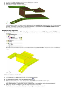 2. Verify that the closed solid option and the yellow surfs selector are active. 
3. Select one surface from the graphics are