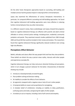 2 
 
On the other hand, therapeutic approaches based on counseling, skill building and 
multiple services had the greatest im