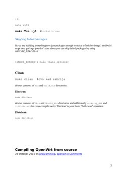 ili 
make V=99
make V=s -j1  #koristio ovo
Skipping failed packages
If you are building everything (not just packages enough