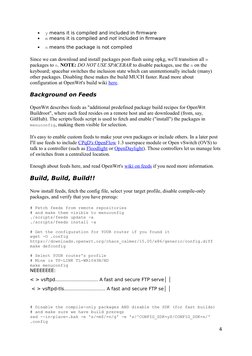 
y means it is compiled and included in firmware

m means it is compiled and not included in firmware

n means the package