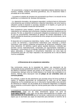 COMPETENCIA MATEMÁTICA. EDUCACIÓN SECUNDARIA 
 
4
- El conocimiento y manejo de los elementos matemáticos básicos (distinto