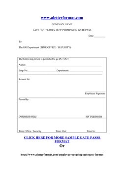 Employee Outgoing Gate Pass Format | PDF | Employee | Business