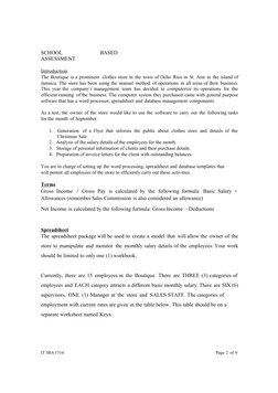 IT SBA 1516 
Page 2 of 9
SCHOOL 
BASED
ASSESSMENT
I  n  t  ro
  d  u  c  t  i    o  n  
The Boutique is a prominent  clothes