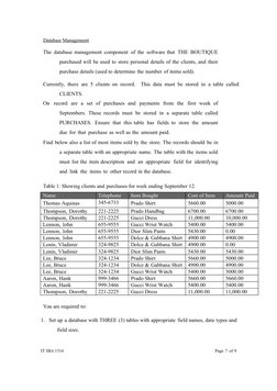 IT SBA 1516
Page 7 of 9
Database Management
The database management component of the software that THE BOUTIQUE
purchased wil