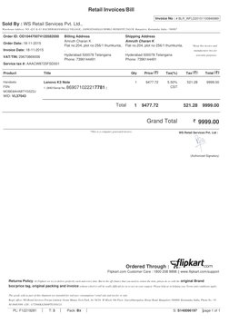 S: S140096197
page 1 of 1
 
WS Retail Services Pvt. Ltd :
 
(Authorized Signatory)
*Keep this invoice and
manufacturer box fo