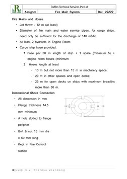 Raffles Technical Services Pte Ltd
Assignm
Fire Main System
Dat
22/5/2
Fire Mains and Hoses
•
Jet throw - 12 m (at least) 
•