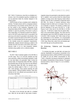 AUTOMOTIVE EMC
SAFETY & EMC 2011
Table 3
ISO 11452-2 severity levels
Severity Level
Field/(V/m)
I
25
II
50
III
75
IV
100
V
(o
