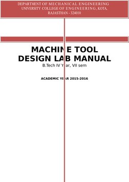 MACHINE TOOL
DESIGN LAB MANUAL
B.Tech IV Year, VII sem
ACADEMIC YEAR 2015-2016
DEPARTMENT OF MECHANICAL ENGINEERING  
UNIVERS