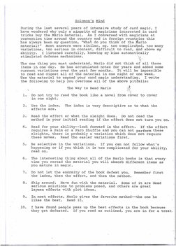 Solomon's Mind
During t he last several years of intensive study of card magic,
I
have wondered why only a minority of magici
