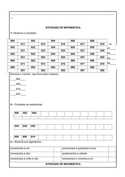 __________________________________________________________________________
__
ATIVIDADE DE MATEMÁTICA
1- Observe e complete: