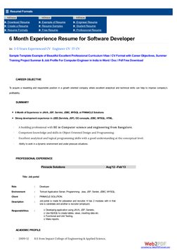 6-Month Software Developer Resume Sample | PDF | Résumé | Java Server Pages