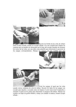 foto)
 
Recorte los bordes de las colas de milano
hasta la línea trazada, usando un escoplo afilado. Use una cuchilla para li