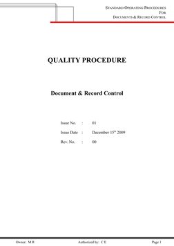 SOP for Document Control Procedures | PDF | Quality Management System ...