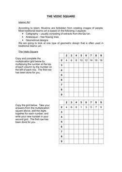 Vedic Square Pattern Vedic Square Calligraphy Guide | PDF | Multiplication | Teaching ...