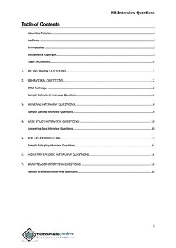 HR Interview Questions 
ii 
 
 
 
Table of Contents 
About the Tutorial .....................................................
