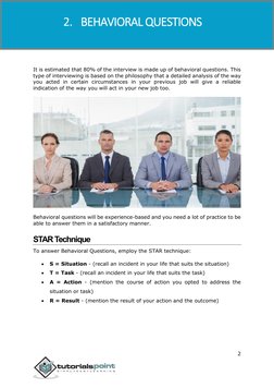 HR Interview Questions 
2 
 
 
 
It is estimated that 80% of the interview is made up of behavioral questions. This 
type of
