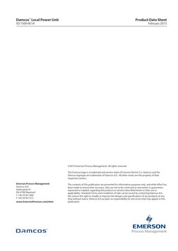 Product Data Sheet
February 2015
TM
Damcos
™ Local Power Unit
SD 1500-0E14
Emerson Process Management
Damcos A/S 
Aaderupvej