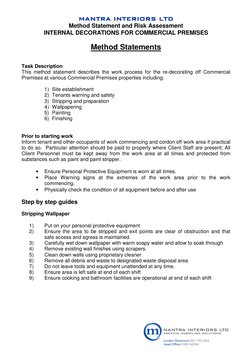 Method Statement for Internal Decorations | PDF | Personal Protective ...