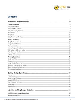 3 
A DEFINITIVE GUIDE TO DESIGN FOR MANUFACTURING SUCCESS 
Contents 
Machining Design Guidelines ......................