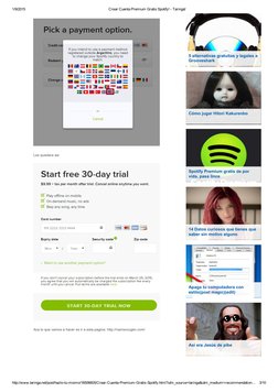1/9/2015
Crear Cuenta Premium Gratis Spotify! ­ Taringa!
http://www.taringa.net/post/hazlo­tu­mismo/18506605/Crear­Cuenta­Pre