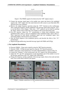 COMMUNICATIONS LAB. Experiment 1: Amplitude Modulation / Demodulation ...