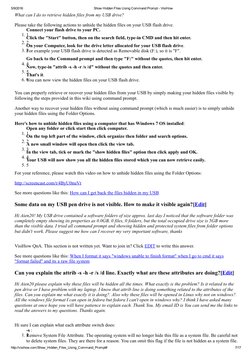 5/9/2016
Show Hidden Files Using Command Prompt ­ VisiHow
http://visihow.com/Show_Hidden_Files_Using_Command_Prompt#
7/17
Wha