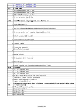 Page 2 of 31
2 1.1 KV Grade 7C x 2.5 sqmm cable
3 1.1 KV Grade 5C x 2.5 sqmm cable
A.12
Cable Tray
1 300 mm Perforated Type G