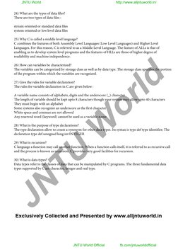 24) What are the types of data files?
There are two types of data files :
stream oriented or standard data files
system orien