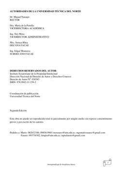 Interaprendizaje de Estadística Básica 
2 
AUTORIDADES DE LA UNIVERSIDAD TÉCNICA DEL NORTE 
 
Dr. Miguel Naranjo  
RECTOR