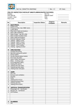 M&E Pre-CPC Inspection Checklist | PDF | Technology & Engineering