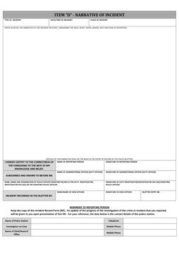 Forma Irf PNP Incident Record Form (IRF) | PDF | National Security | Criminal Law