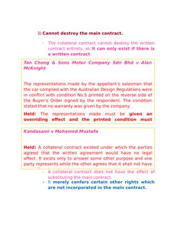 3) Cannot destroy the main contract.
-
The collateral contract cannot destroy the written
contract entirely, as it can only e